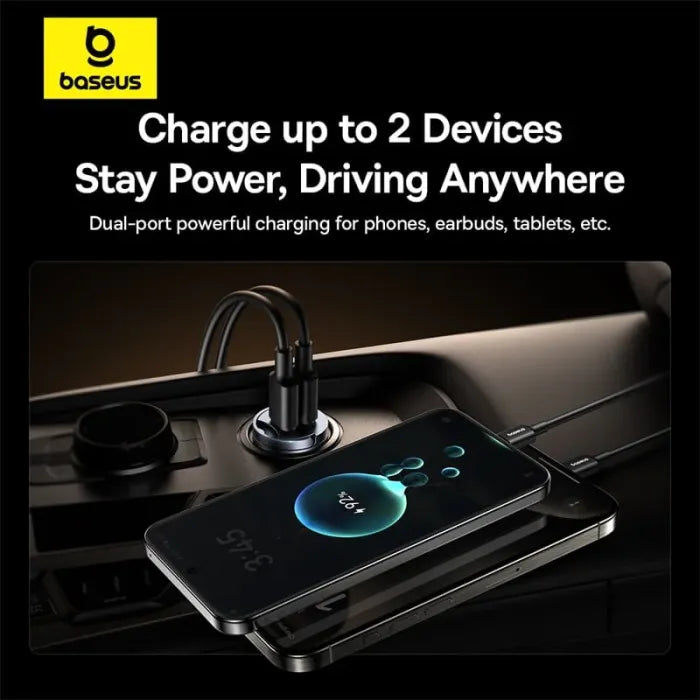 Baseus Tiny Star Mini Car Charger 30W – Compact 30W Fast Charging Dual Port Car Adapter (USB-C + USB-A)