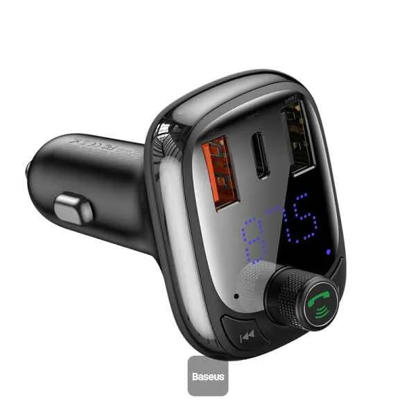 Baseus T-Shaped S-13 Car Bluetooth MP3 Player with PPS Fast Charging – FM Transmitter & Dual USB Car Charger