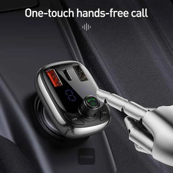 Baseus T-Shaped S-13 Car Bluetooth MP3 Player with PPS Fast Charging – FM Transmitter & Dual USB Car Charger