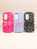 infinix hot 60- hot 60i Phone Case with Pearl Mesh Bowknot & Mini Bow Pattern