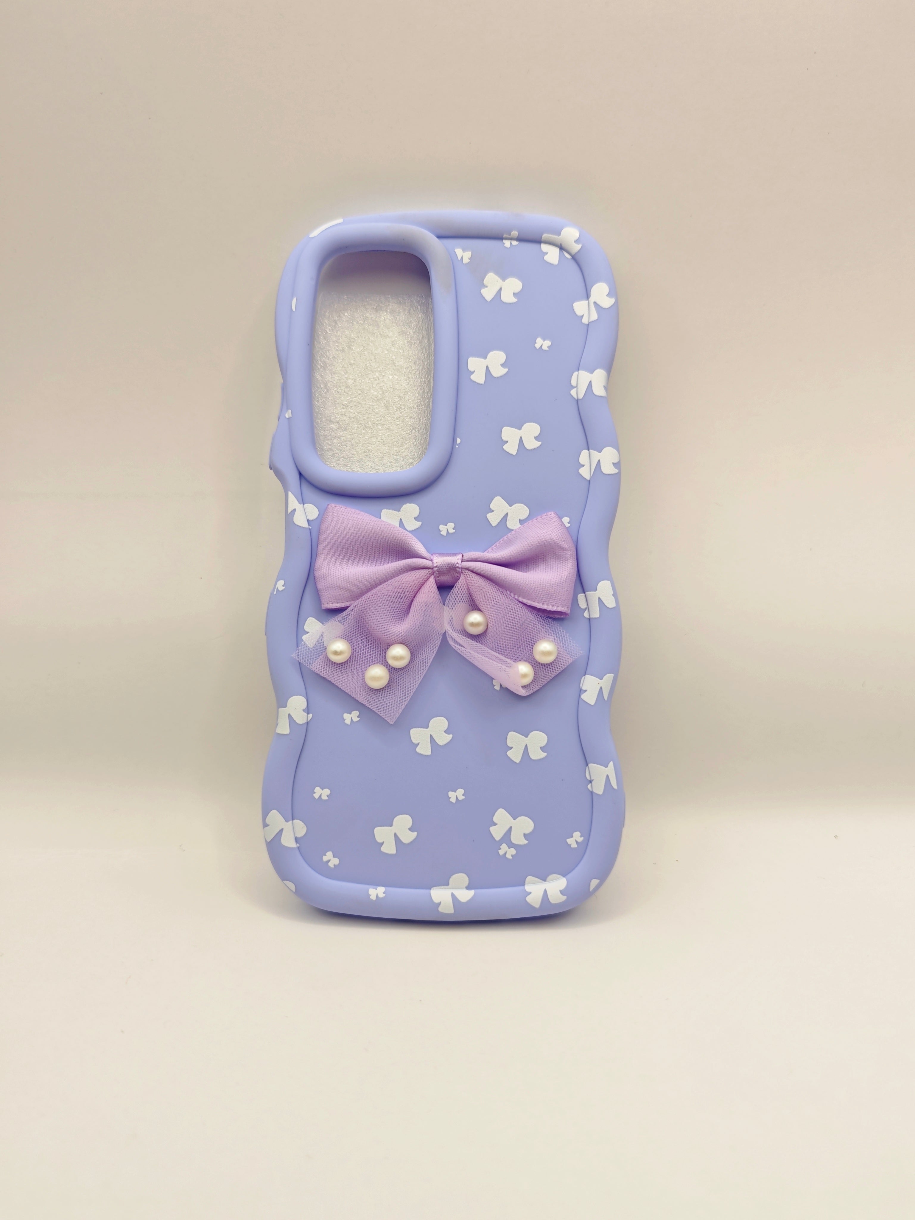 infinix hot 60- hot 60i Phone Case with Pearl Mesh Bowknot & Mini Bow Pattern