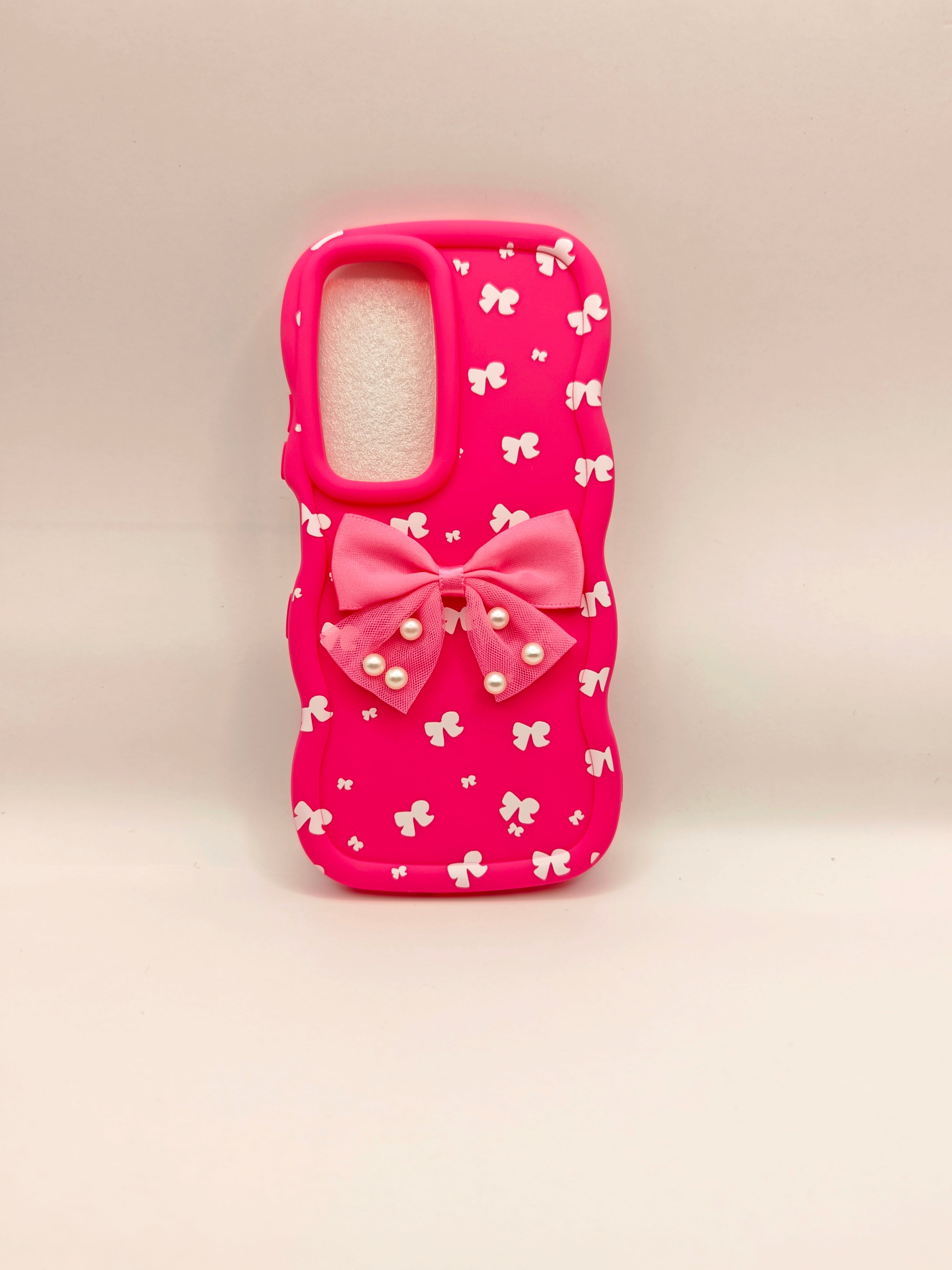 infinix hot 60- hot 60i Phone Case with Pearl Mesh Bowknot & Mini Bow Pattern