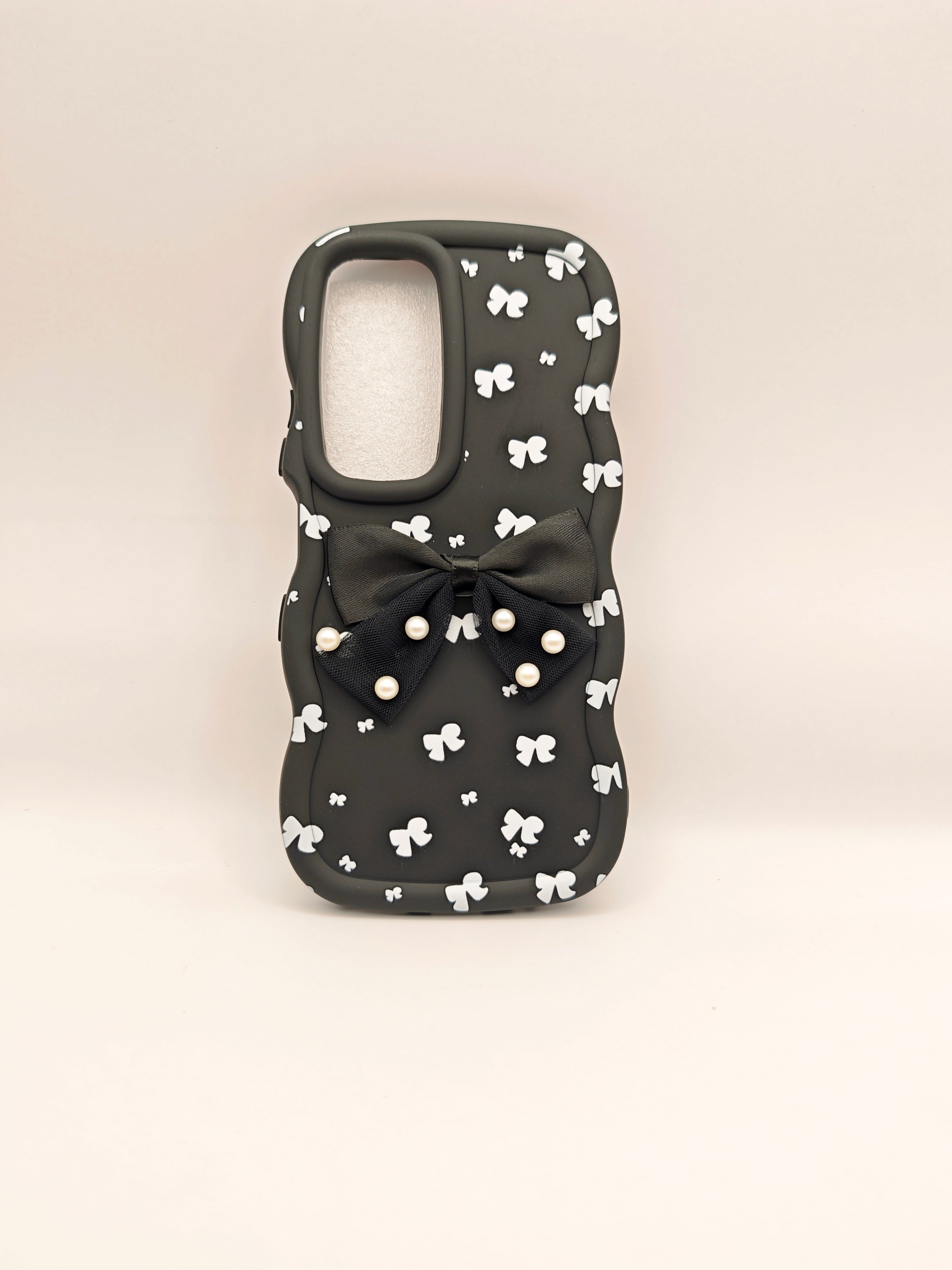 infinix hot 60- hot 60i Phone Case with Pearl Mesh Bowknot & Mini Bow Pattern