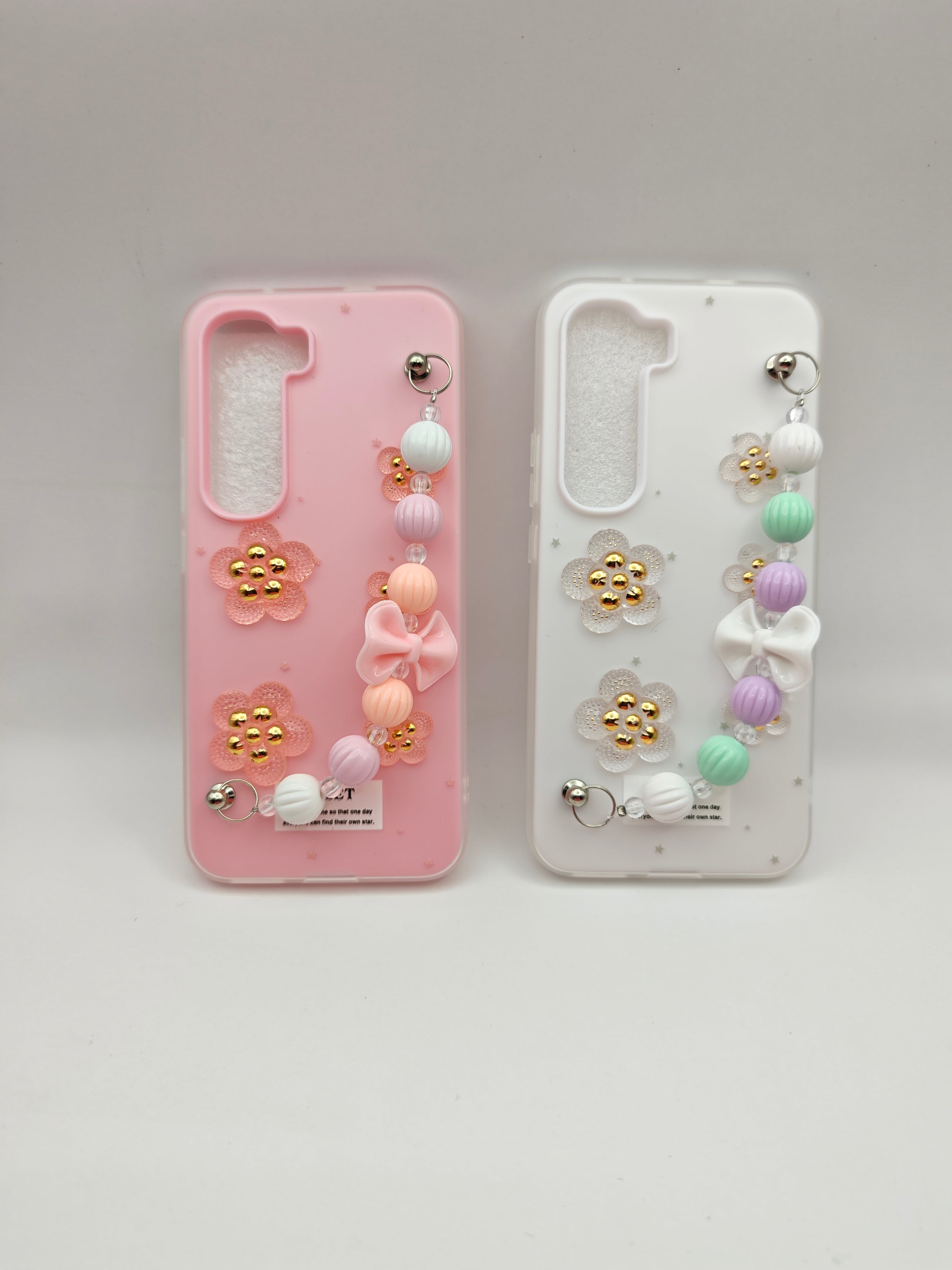 infinix hot 60 pro plus Cute 3D Floral Mobile Back Covers with Matching Beaded Bow Wrist Straps