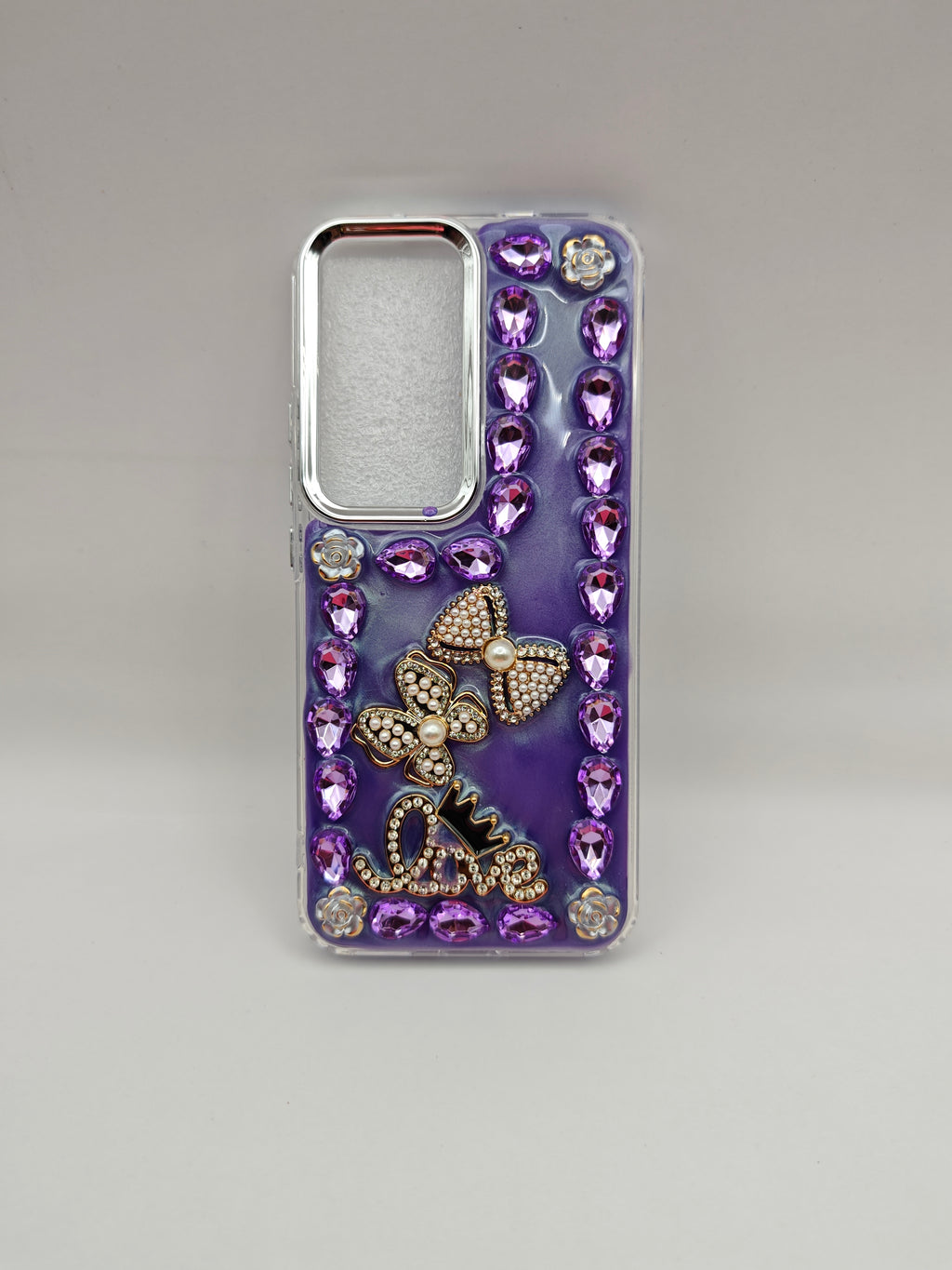 infinix hot 60 pro plus Luxury Rhinestone & Pearl "Love" Bow Charm Phone Case