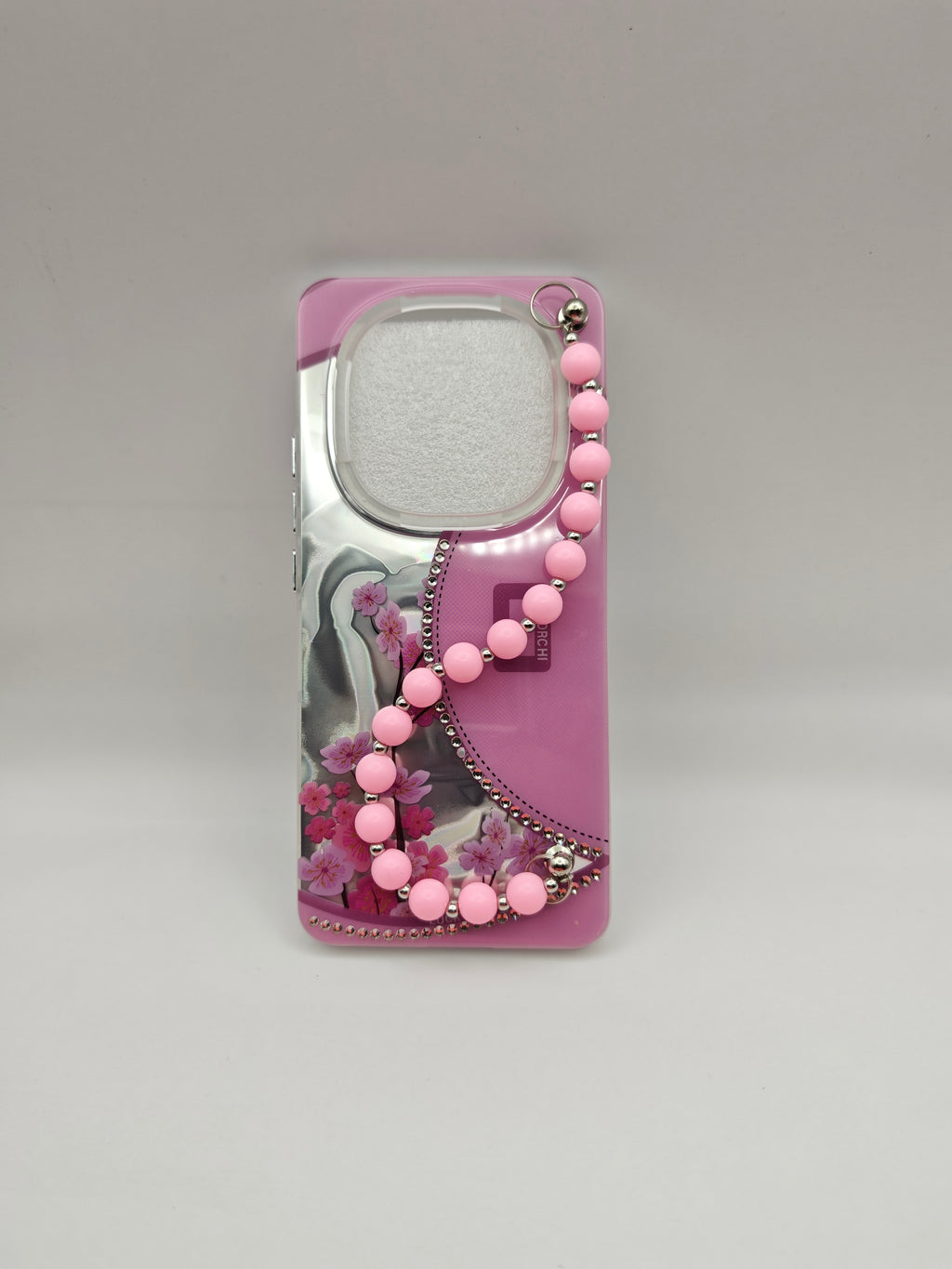 Redmi note 15 Luxury Floral Wristlet Case with Rhinestone Trim