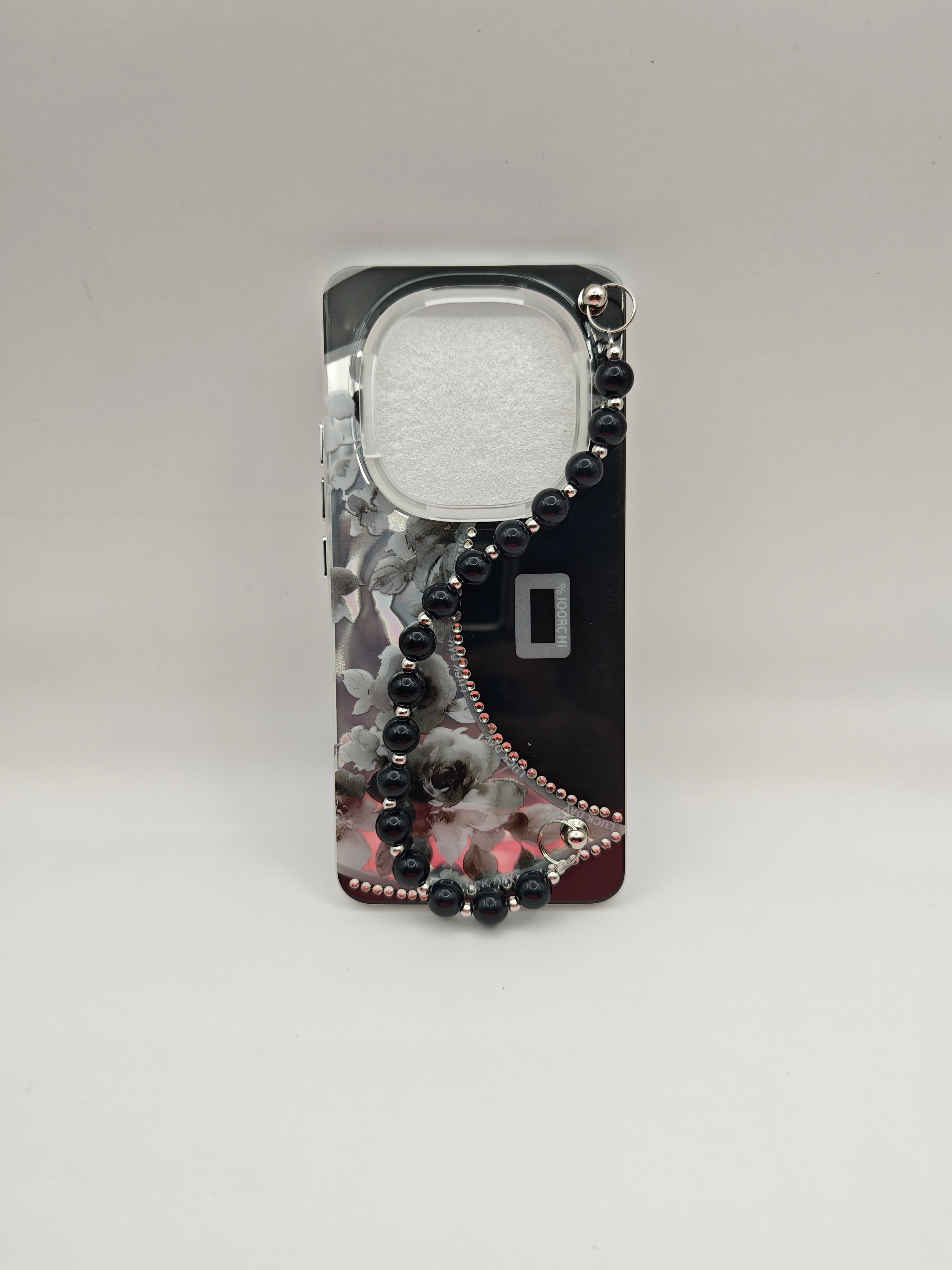 Redmi note 15 Luxury Floral Wristlet Case with Rhinestone Trim