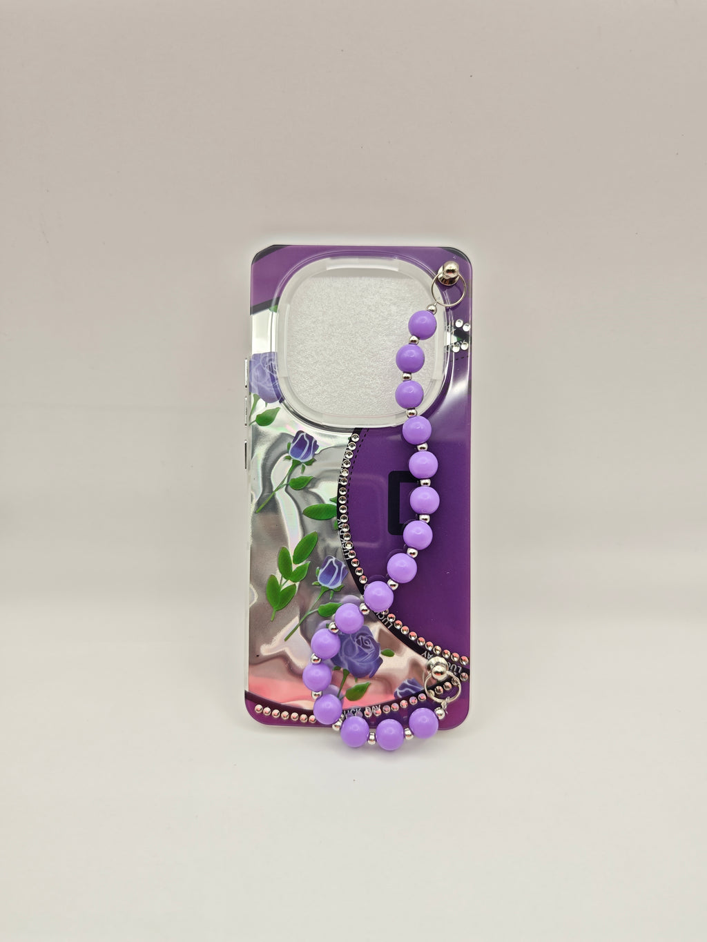 Redmi note 15 Luxury Floral Wristlet Case with Rhinestone Trim