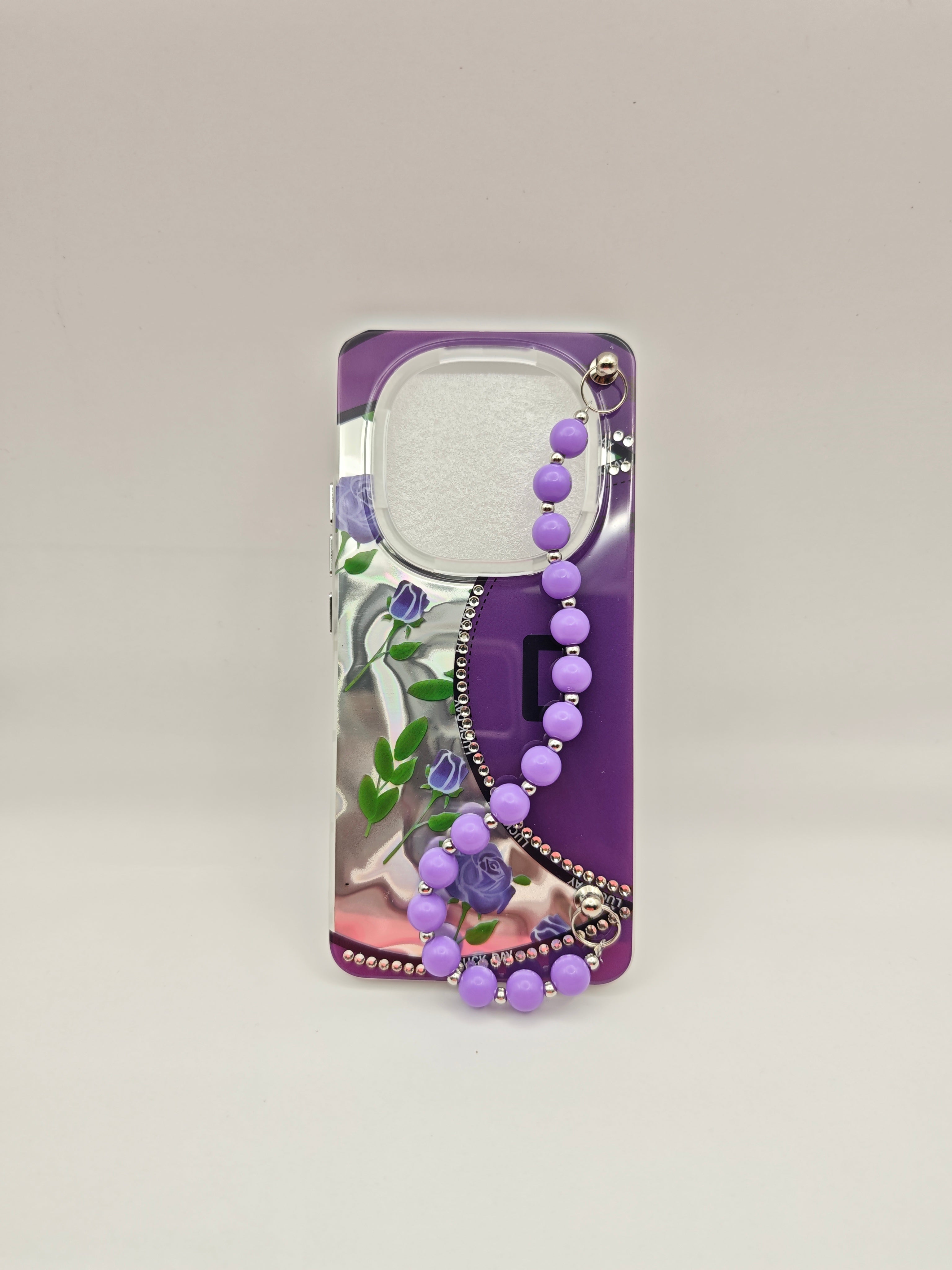 Redmi note 15 Luxury Floral Wristlet Case with Rhinestone Trim