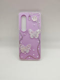 Tecno camon 40 and camon 40 pro Elegant Holographic Butterfly & Rhinestone Pearl Phone Case