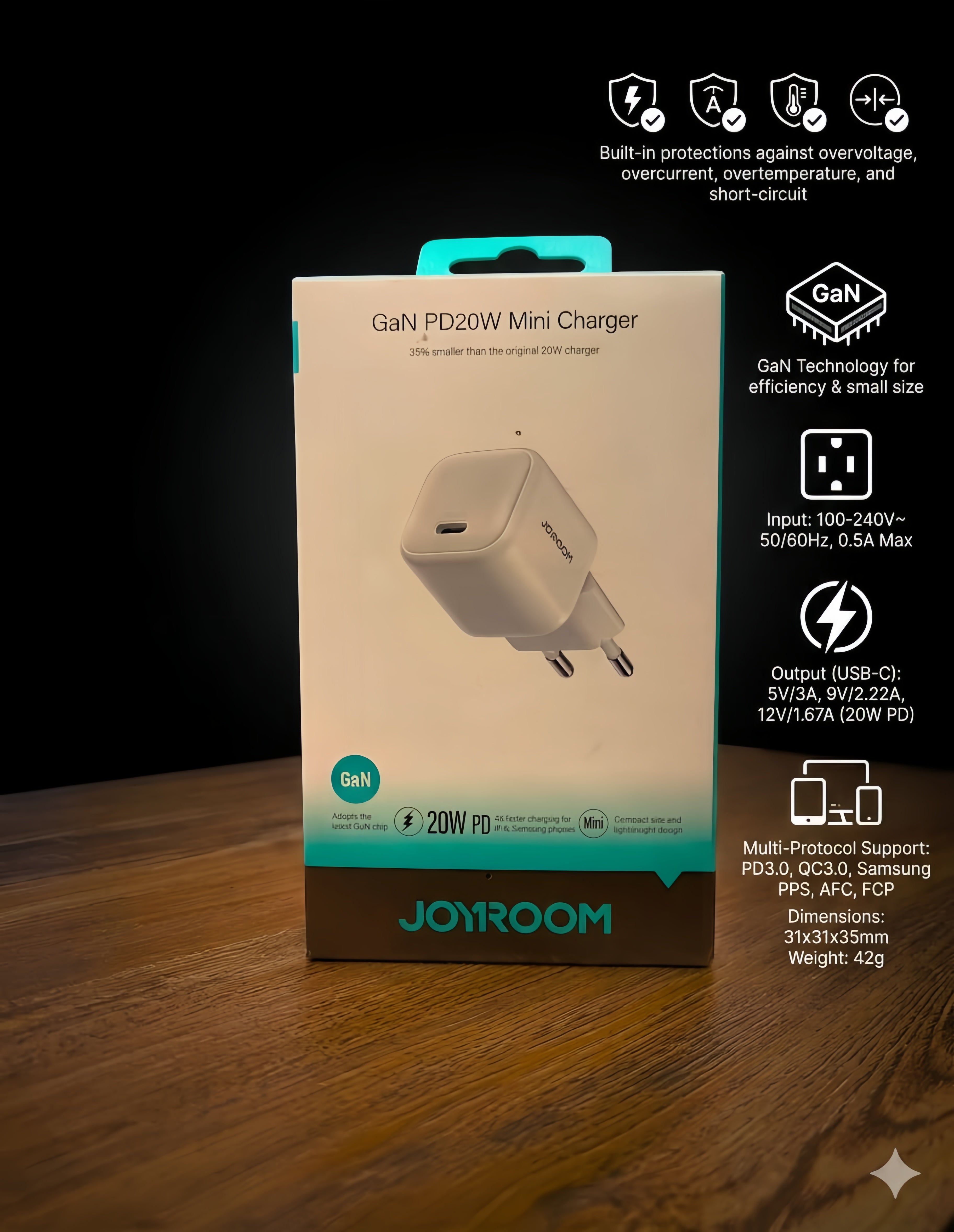 Joyroom GaN PD20W Mini Charger availble at mobile essentials store ,pakistan.