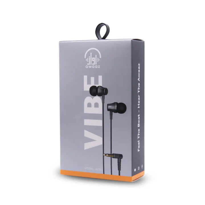 Awaaz Vibe AV001 3.5mm Wired Earphones – Black | Deep Bass, Noise Isolation