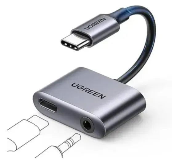 UGREEN 60164 USB-C to 3.5mm Audio Adapter with PD Charging (2-in-1 Headphone Jack + Fast Charge)