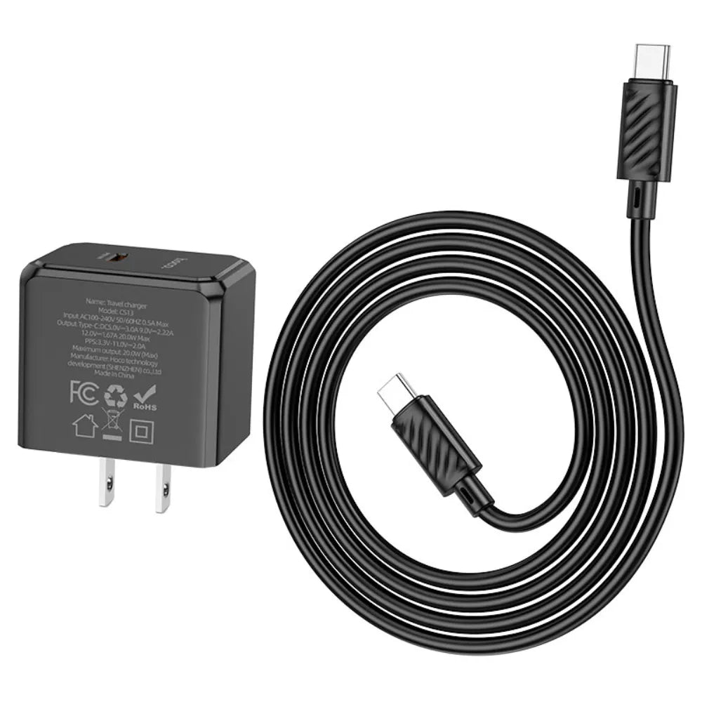 HOCO CS13 Ocean PD 20W Fast Charger – USB-C Power Delivery Wall Charger (US Plug)