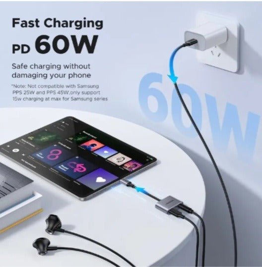 UGREEN 60164 USB-C to 3.5mm Audio Adapter with PD Charging (2-in-1 Headphone Jack + Fast Charge)